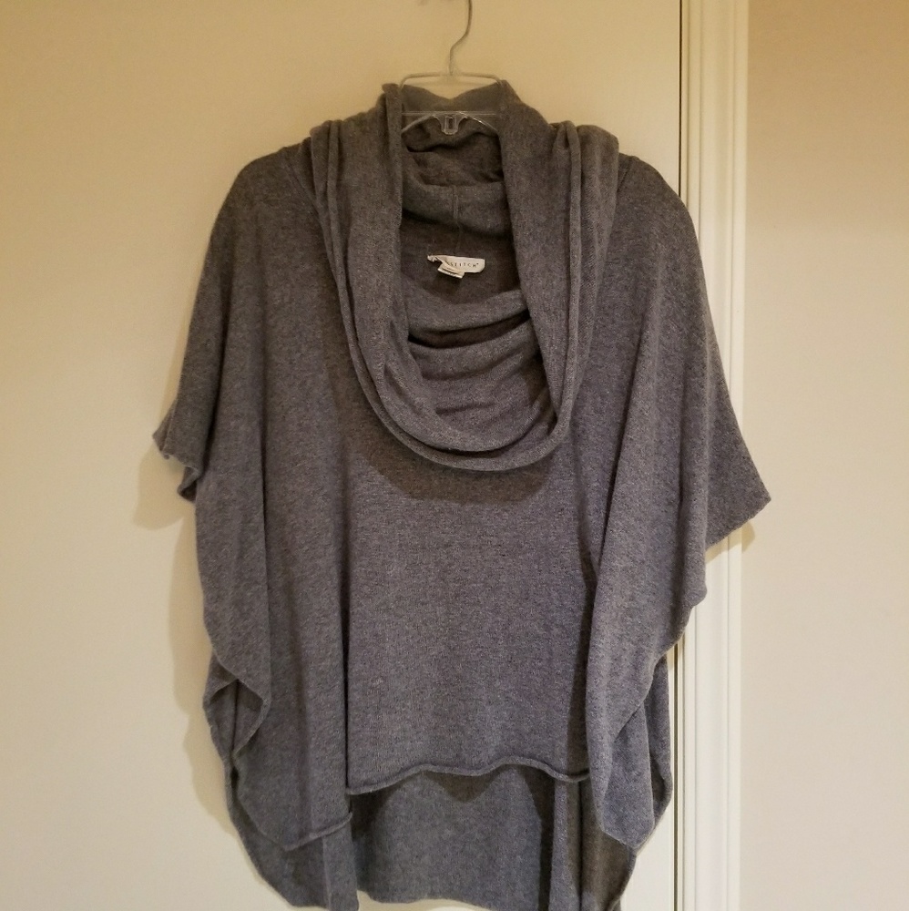 Grey Cowl Neck Poncho